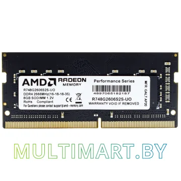 Оперативная память AMD Radeon R7 8GB DDR4 SODIMM PC4-21300 (R748G2606S2S-UO)